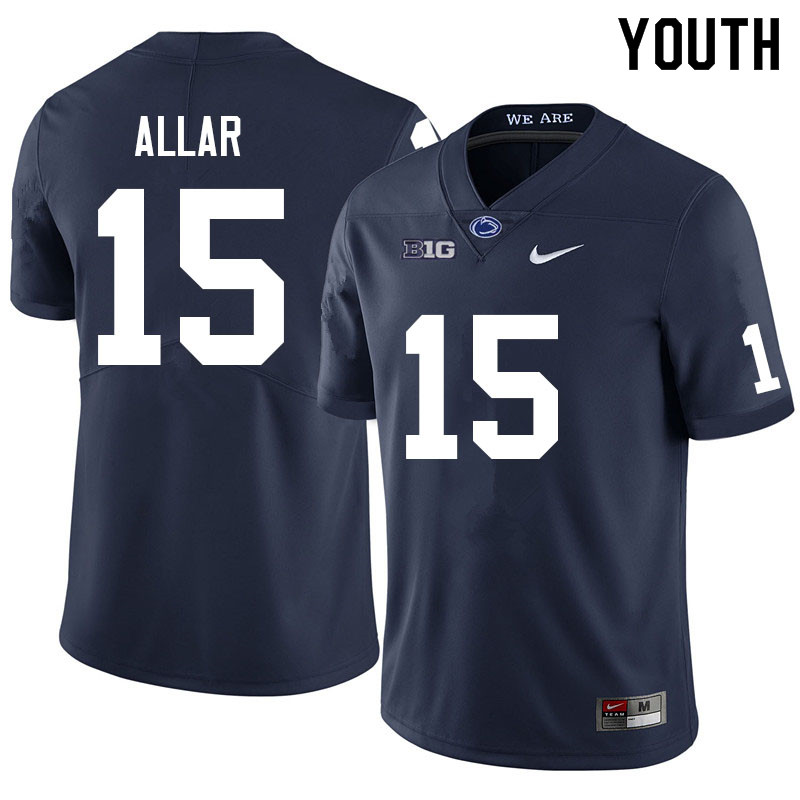 Youth #15 Drew Allar Penn State Nittany Lions College Football Jerseys Sale-Navy